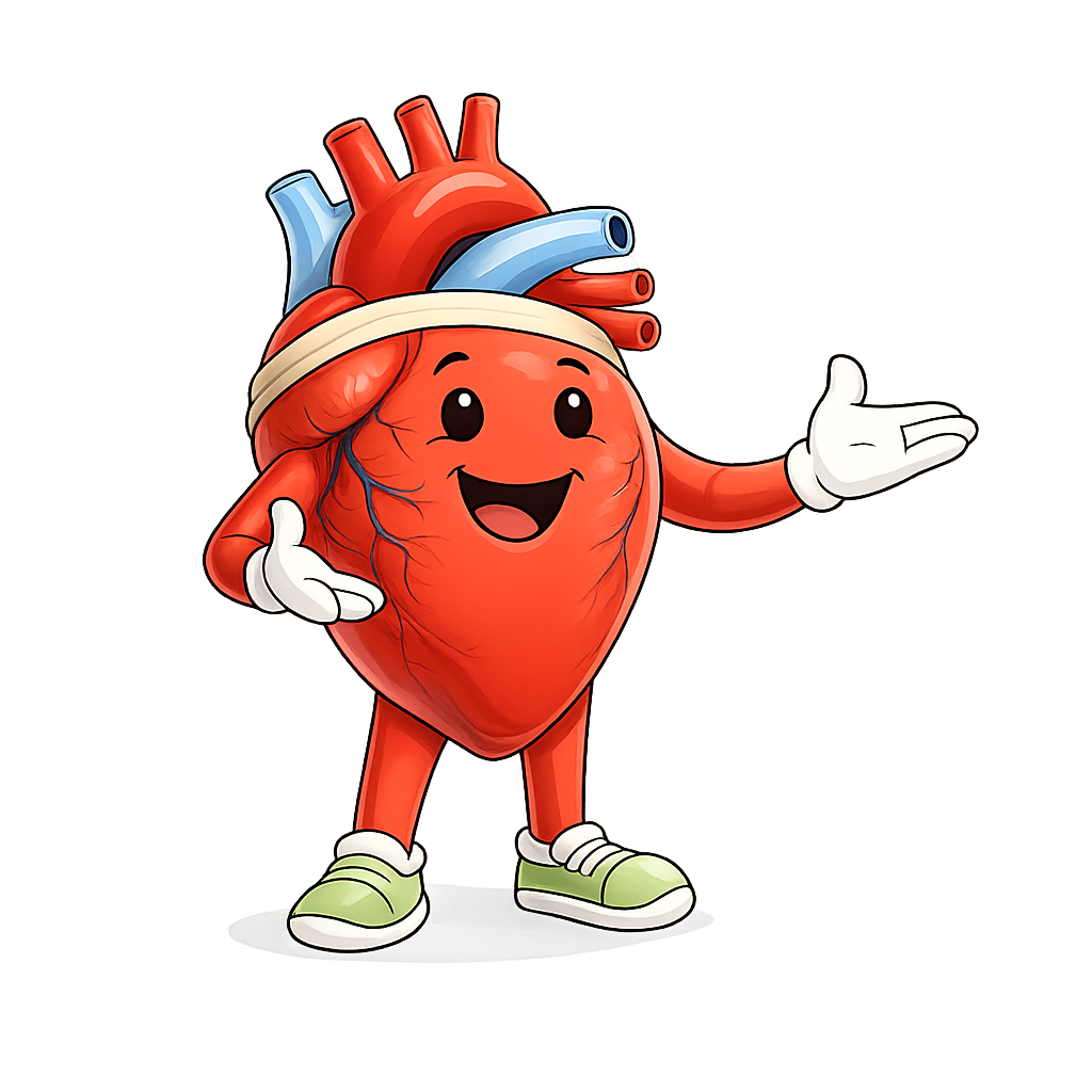 HeartStrong mascot in an encouraging goal-setting pose.